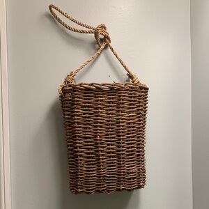 Vintage Woven Wall Basket with Rope